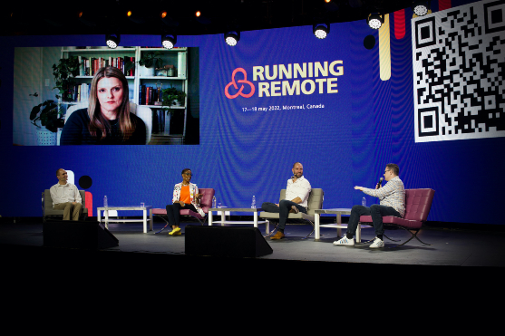 Running Remote Conference - photo of the speaker's panel, in Montreal, Canada (2022)