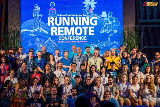 Running Remote Conference - group photo in Bali, Indonesia, 2019